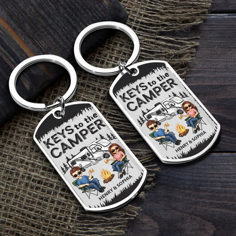 Unlock The Adventure With The Keys To The Camper - Camping Personalized Custom Keychain - Gift For Couple, Husband, Wife