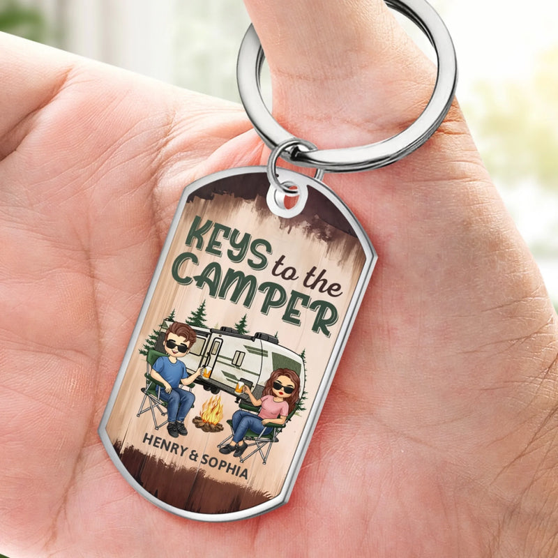 Custom Keychain - Personalized Anniversary Wedding Gifts For Husband And Wife, Him And Her, Campers - Keys To The Camper