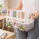 Custom Name Pink Ballerina Nutcracker Christmas Gifts for Girls - Personalized Storage Basket