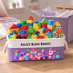 Custom Name Building Block Toy Storage For Kids - Personalized Storage Basket