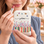 Custom Name Floral Butterfly Bookish Gifts For Book Lovers, Women - Personalized LED Compact Makeup Mirror