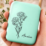 Custom Name Botanical Beauty Gifts for Women - Personalized LED Compact Makeup Mirror