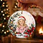 Custom Photo Christmas Child Portrait Keepsake - Personalized Ceramic Ornament