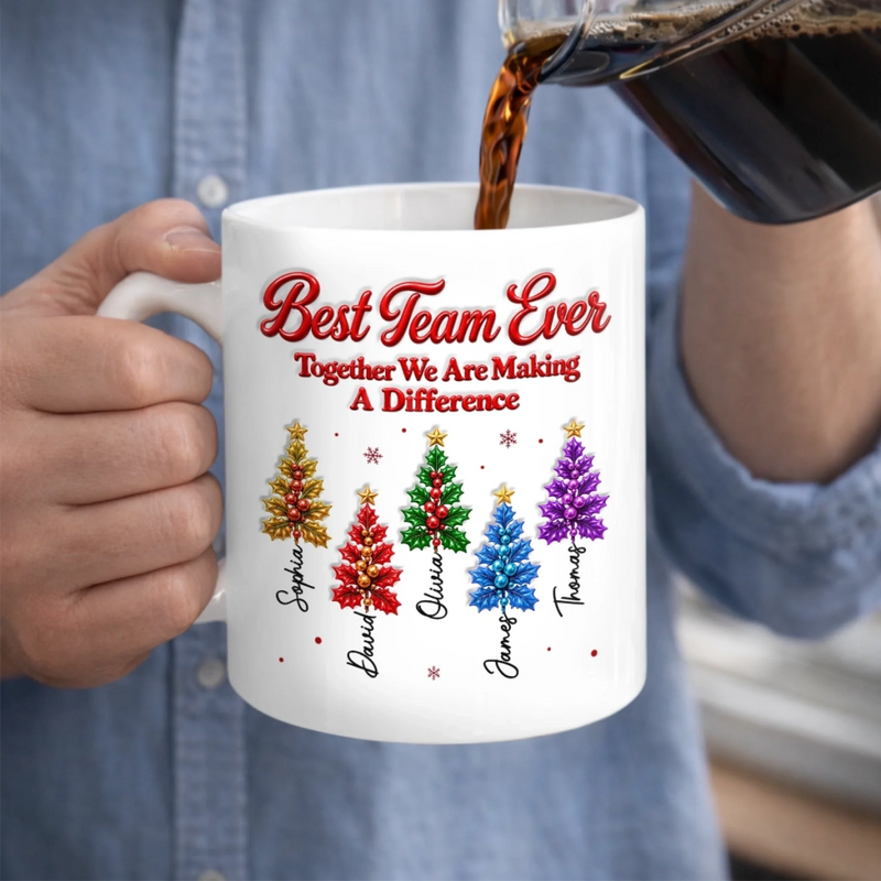 Custom 3D Inflated Effect Printed Best Team Ever Christmas Gifts For Coworkers - Personalized Mug