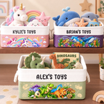 Custom Name Dinosaur Toy Storage Gifts for Kids - Personalized Storage Basket
