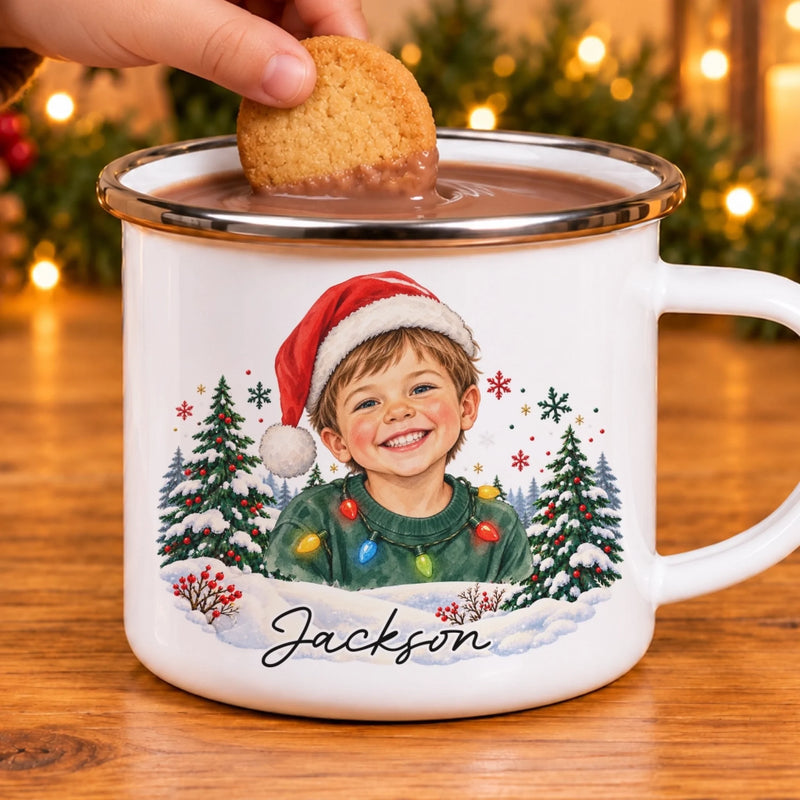 Custom Photo Christmas Gifts for Kids - Personalized Enamel Mug