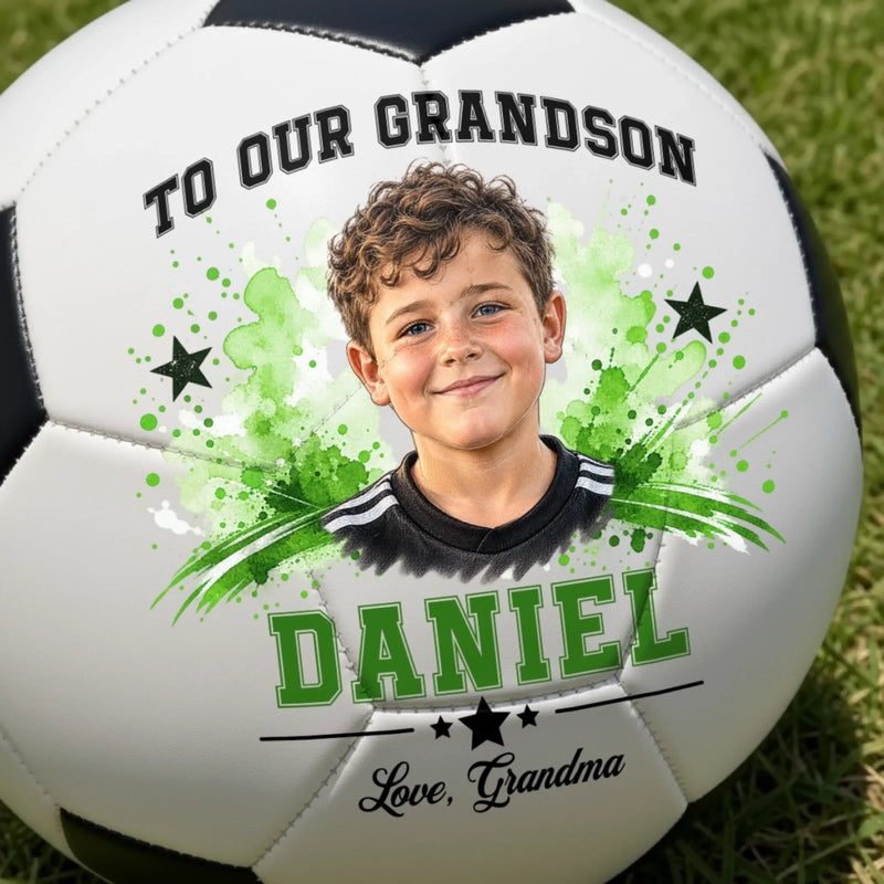 Custom Photo Soccer Gifts for Son and Grandson - Personalized Soccer Ball