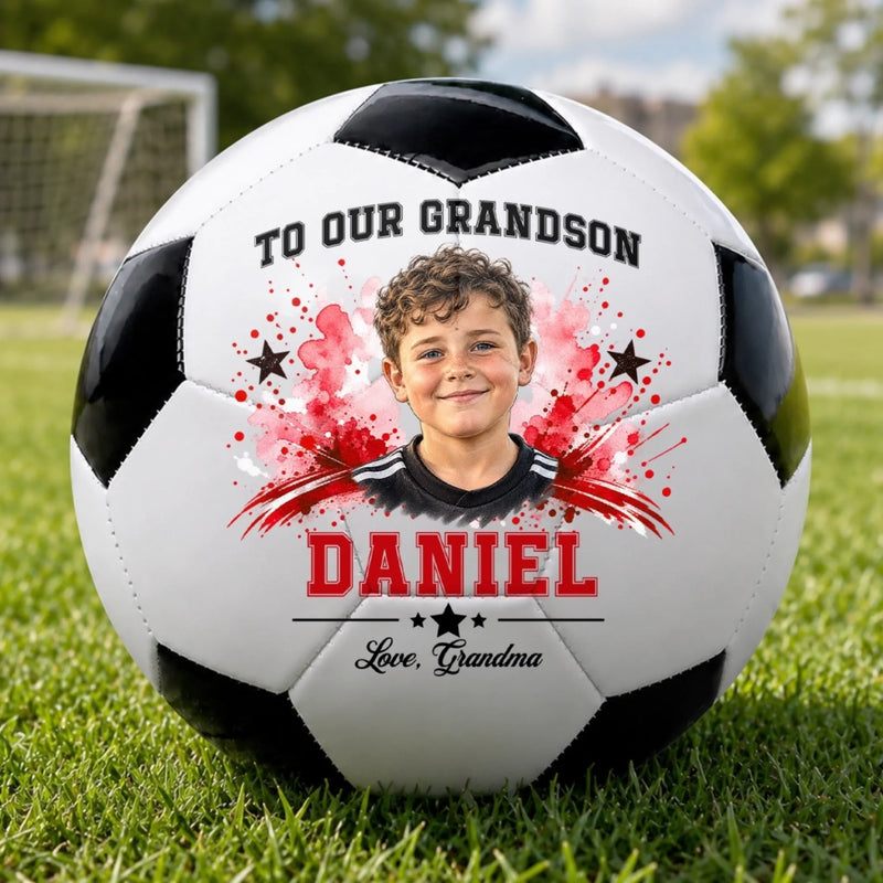 Custom Photo Soccer Gifts for Son and Grandson - Personalized Soccer Ball