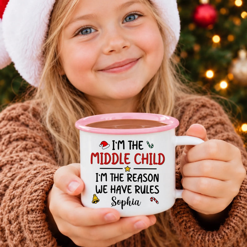 Custom Name Christmas Sibling Gifts for Kids - Personalized Enamel Mug