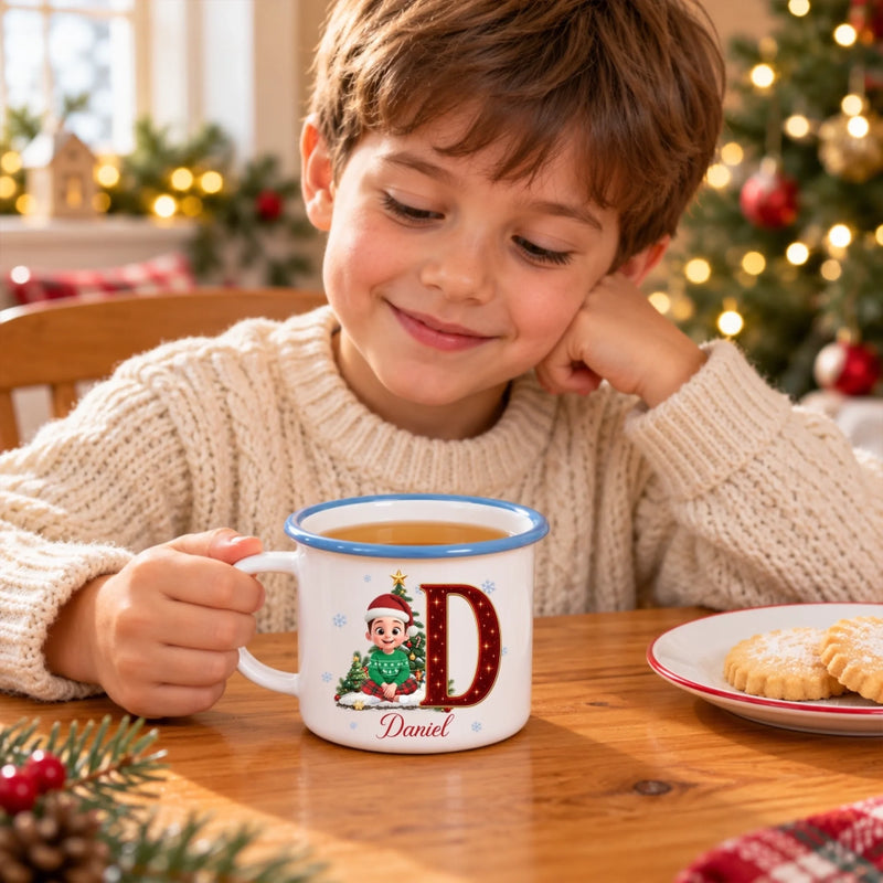 Custom Name Christmas Gifts for Kids - Personalized Enamel Mug