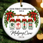 Custom Name First Christmas Mahjong Gifts For Game Night Groups - Personalized Ceramic Ornament