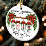 Custom Name First Christmas Mahjong Gifts For Game Night Groups - Personalized Ceramic Ornament