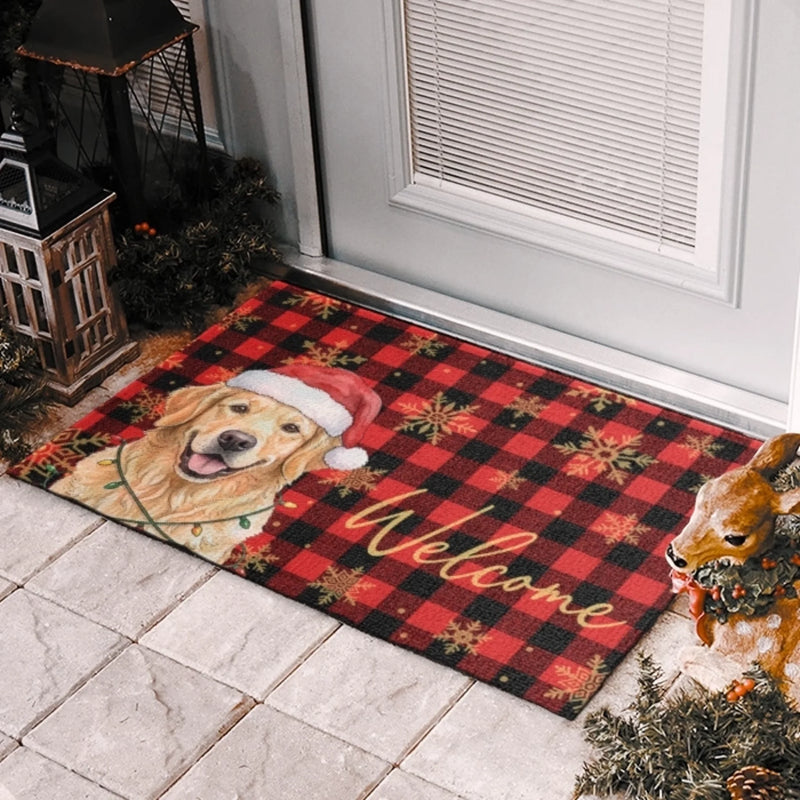 Custom Pet Photo Christmas Dog Lover Entryway Decor - Personalized Decorative Mat