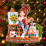 Custom Painting Girl Christmas Gifts for Artists - Personalized Acrylic Ornament