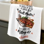 Custom Name Funny Grill Master Gifts - Personalized Kitchen Towel