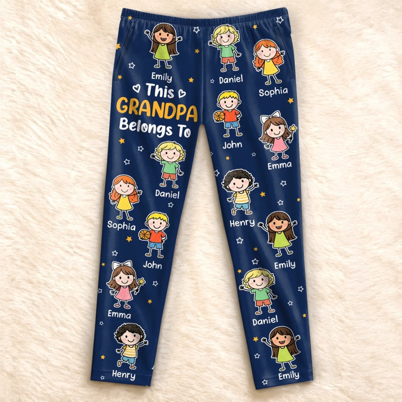 Custom Name Grandpa Grandma Belongs To Grandkids Gifts - Personalized Pajama Pants