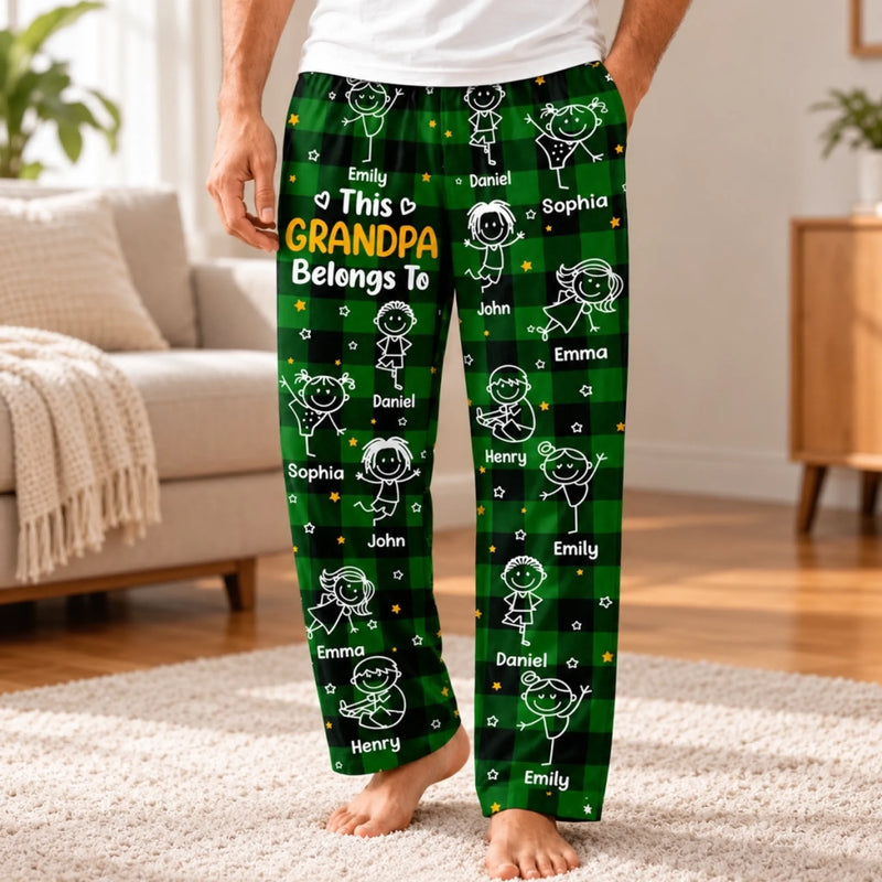 Custom Name Grandkids Gifts For Grandpa Grandma - Personalized Pajama Pants