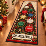 Custom Name Christmas Tree Ornament Family Decor - Personalized Runner Rug