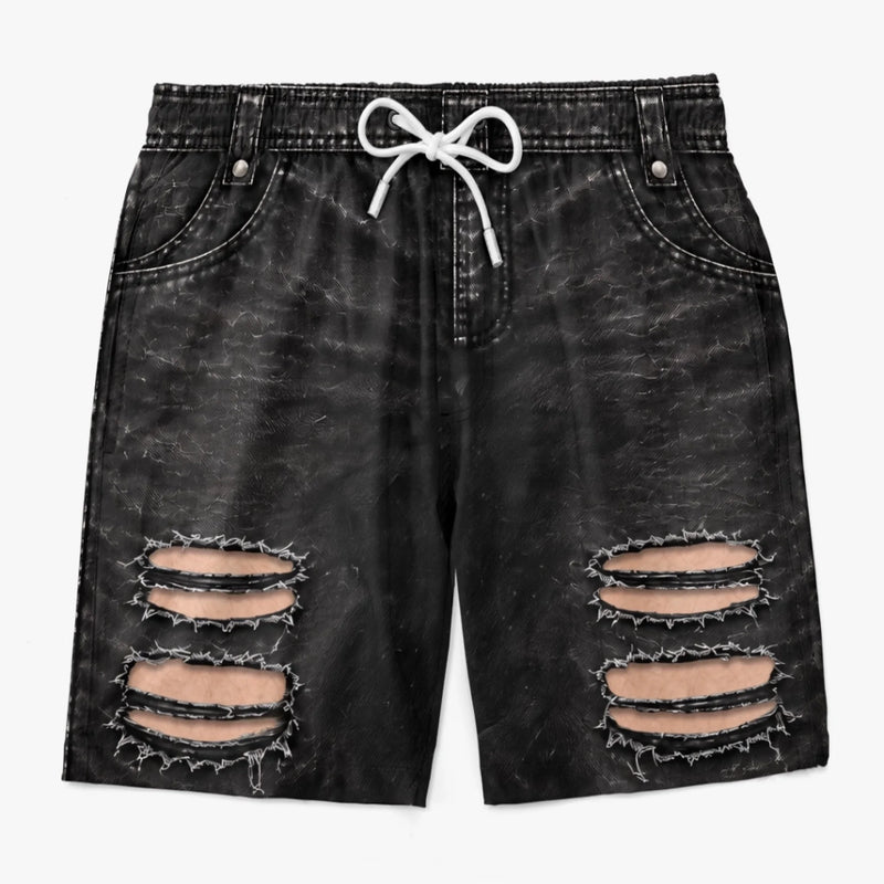 Custom Funny Garage Ripped Butt Illusion Beachwear For Men - Men Swim Trunks