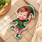 Custom Photo Christmas Elf Gifts for Kids - Personalized Shaped Pillow