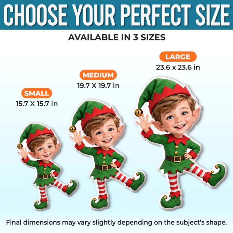 Custom Photo Christmas Elf Gifts for Kids - Personalized Shaped Pillow