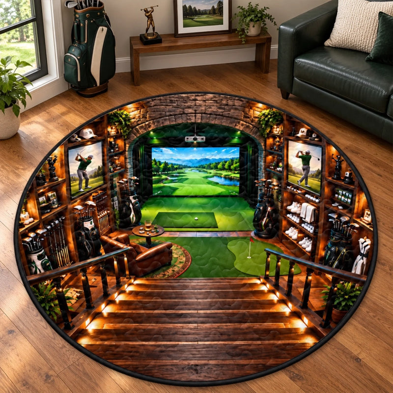 Custom Golf Course Landscape Decor - Personalized Quilted Round Mat