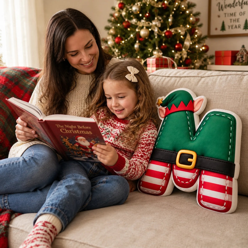 Custom Christmas Character Initial Gifts For Family, Kids - Personalized Shaped Pillow