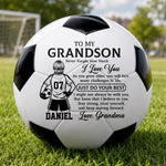 Custom Name Motivational Soccer Gift for Grandson - Personalized Soccer Ball