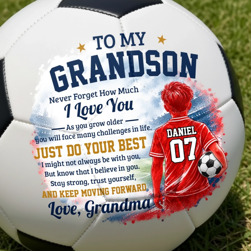 Custom Name Soccer Motivation Gifts from Grandma for Grandson - Personalized Soccer Ball