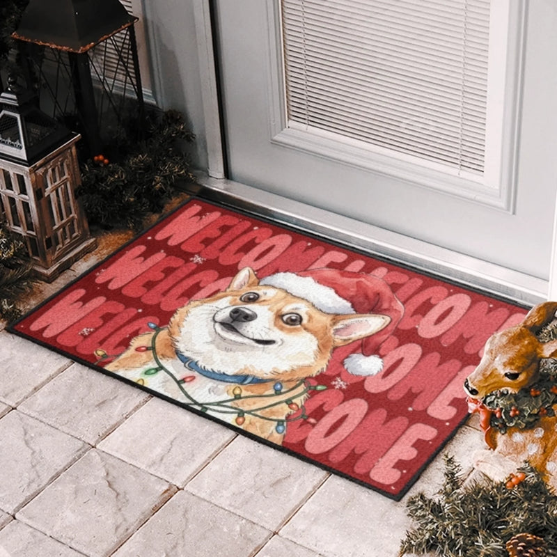Custom Pet Photo Festive Welcome Decor - Personalized Decorative Mat