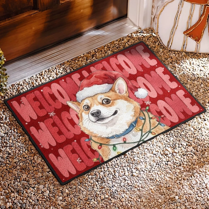 Custom Pet Photo Festive Welcome Decor - Personalized Decorative Mat