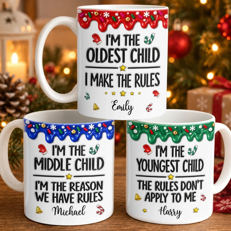 Custom Name Oldest Child Makes the Rules Christmas Gifts - Personalized Mug