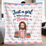 Custom Name Just A Girl Who Loves Books Gifts for Women - Personalized Blanket