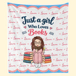 Custom Name Just A Girl Who Loves Books Gifts for Women - Personalized Blanket