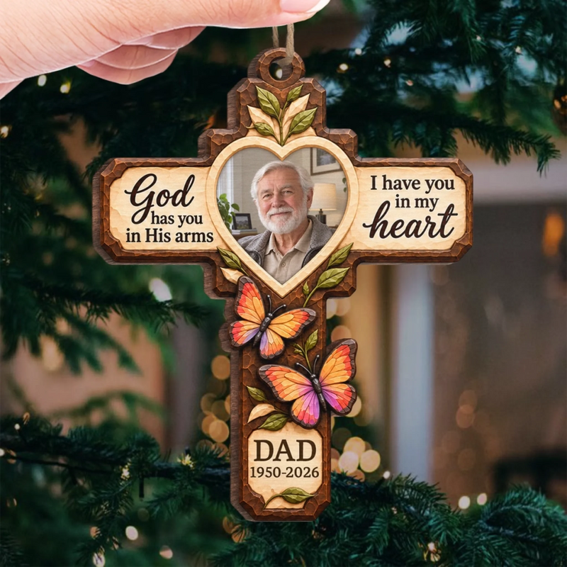 Custom Photo Memorial Loved One Tribute - Personalized Wooden Ornament
