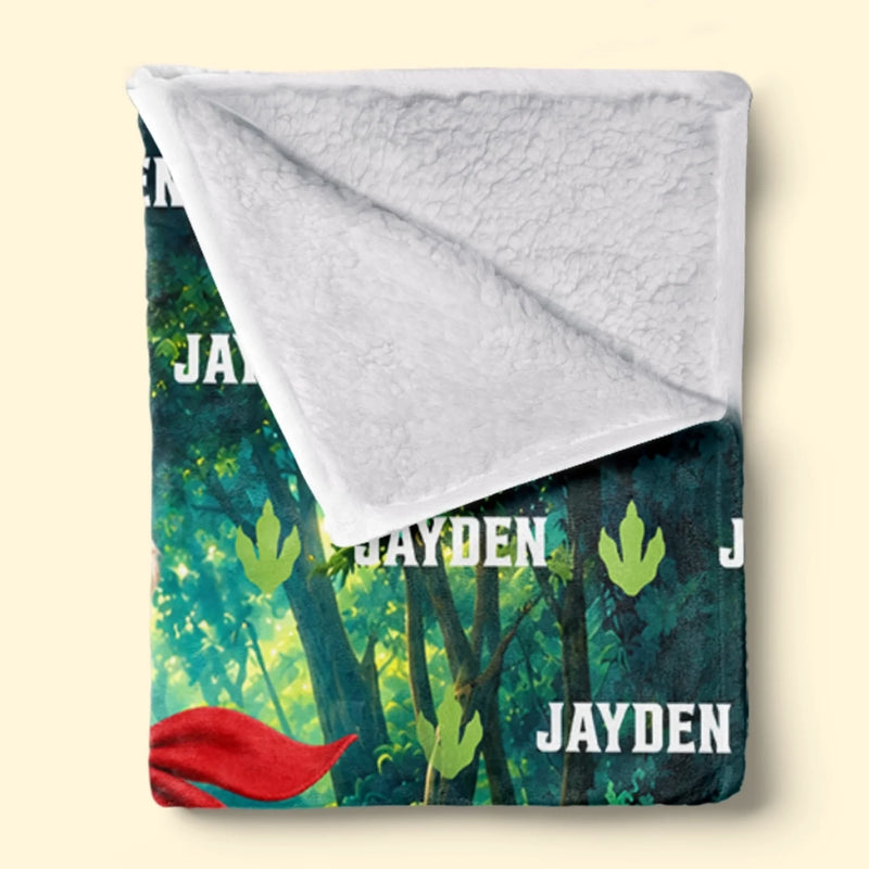 Custom Photo and Name Dinosaur Gifts for Kids - Personalized Blanket