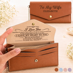 Custom Name Romantic Gifts For Wife - Personalized Leather Envelope Wallet