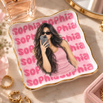 Custom Photo Name Jewelry Gifts for Women - Personalized Jewelry Dish