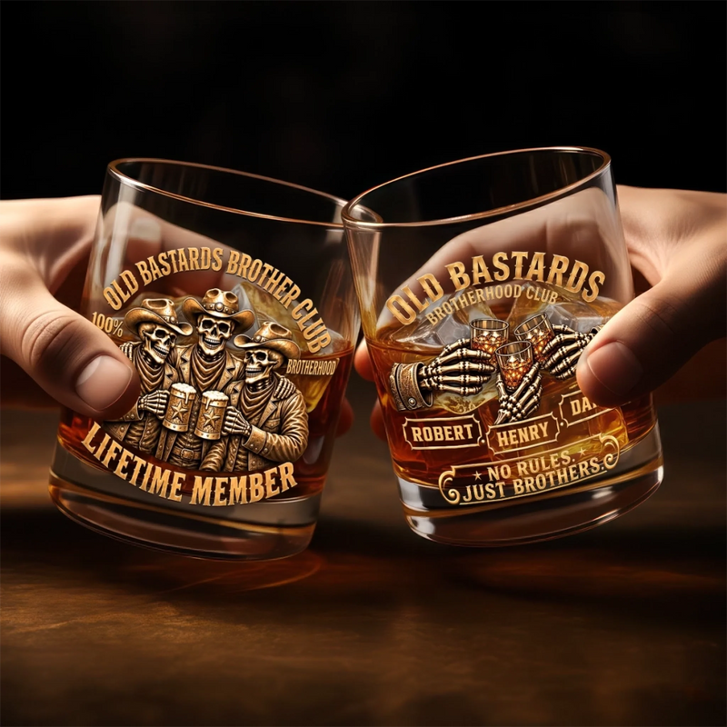 Custom Name Brotherhood Gifts for Brothers - Personalized Whiskey Glass