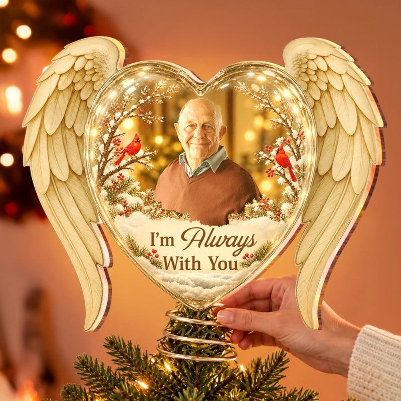 Custom Photo LED Tree Topper - Personalized  Memorial Sympathy Gifts For Loss Of Mom, Dad - Carried In Every Memory