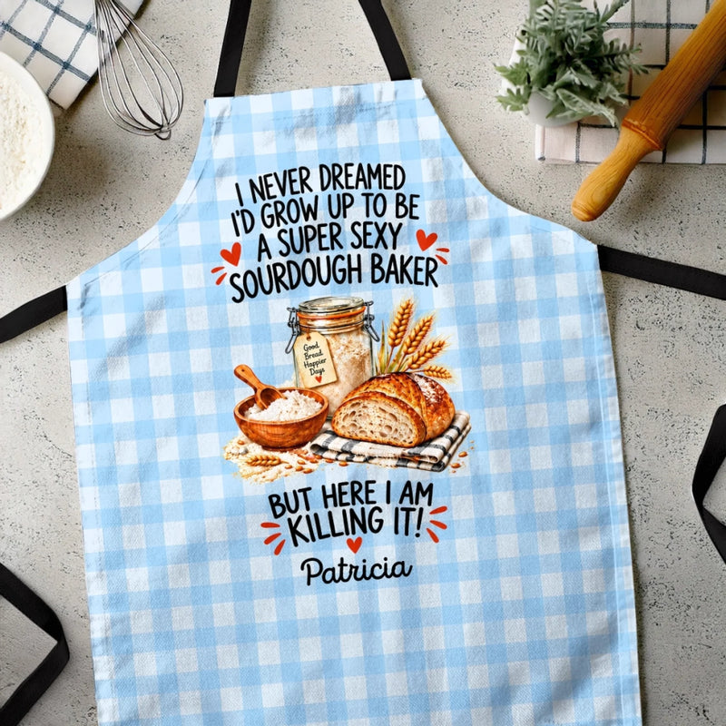 Custom Name Funny Sourdough Baker Gifts for Women - Personalized Apron