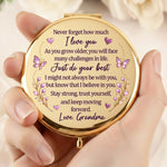 Custom Name Butterfly Initial Gifts for Daughter and Granddaughter - Personalized Compact Mirror
