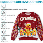Custom Name Christmas Duck Family Gifts For Grandma - Personalized Ugly Sweatshirt