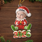 Custom Photo Elf Christmas Gifts for Kids, Baby - Personalized Ornament