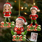 Custom Photo Elf Christmas Gifts for Kids, Baby - Personalized Ornament