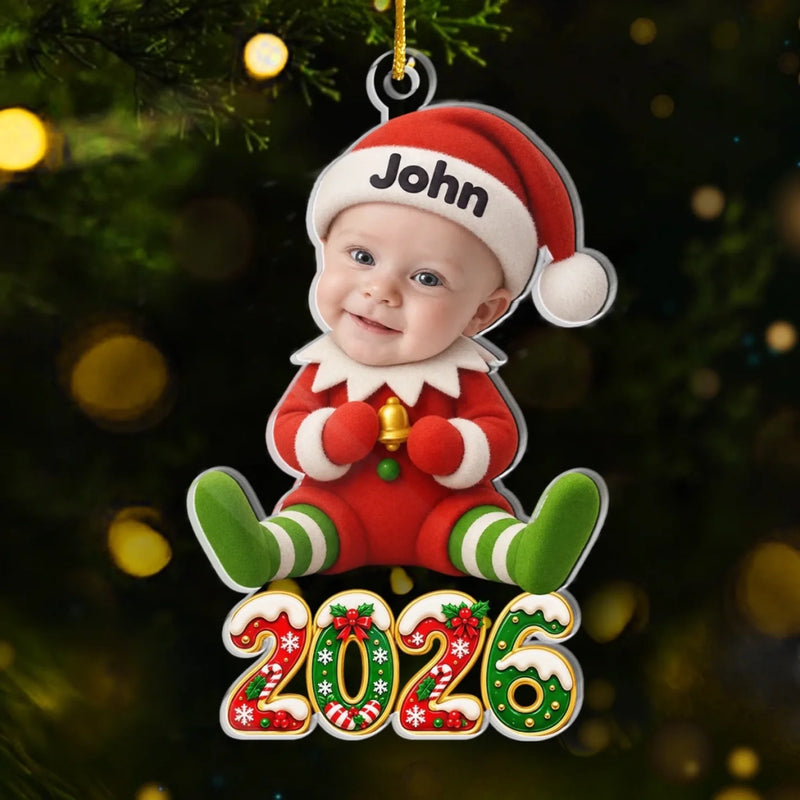 Custom Photo Elf Christmas Gifts for Kids, Baby - Personalized Ornament