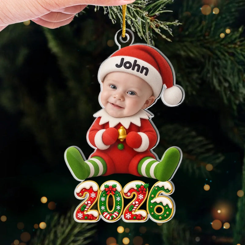 Custom Photo Elf Christmas Gifts for Kids, Baby - Personalized Ornament