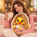 Custom Photo 3D Cartoon Duck Gifts For Best Friends, Besties, Sisters - Personalized Shaped Pillow