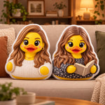 Custom Photo 3D Cartoon Duck Gifts For Best Friends, Besties, Sisters - Personalized Shaped Pillow