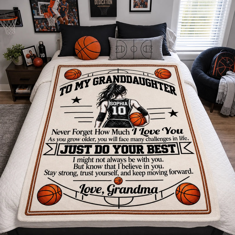 Custom Name Basketball Gifts For Granddaughter - Personalized Blanket